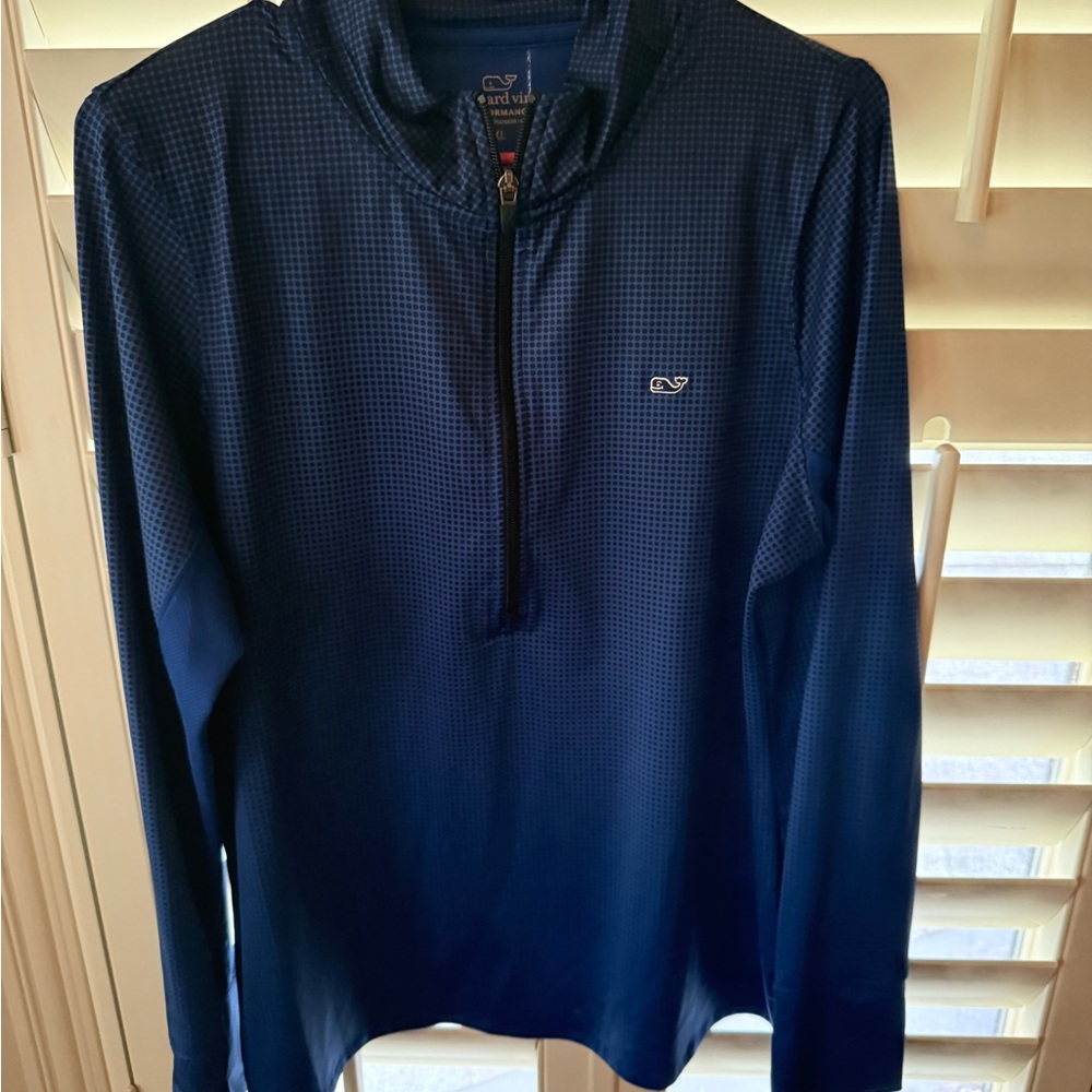 Vineyard Vines Performance Blue  with black dots Pullover